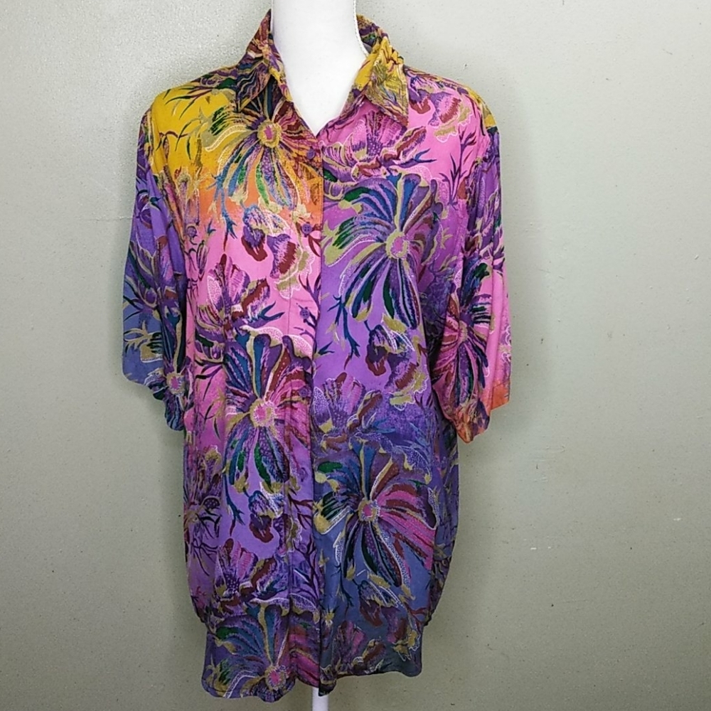 Vintage Floral Print Tunic Length Shirt - XL - NWOT